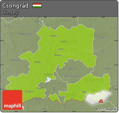 Physical Map of Csongrád, semi-desaturated