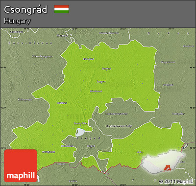 Physical Map of Csongrád, semi-desaturated