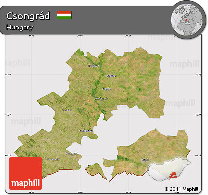 Satellite Map of Csongrád, cropped outside