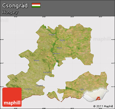 Satellite Map of Csongrád, cropped outside