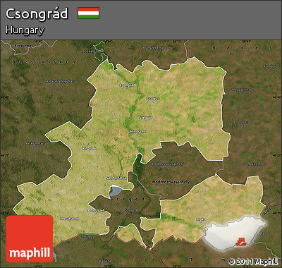 Satellite Map of Csongrád, darken