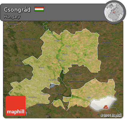 Satellite Map of Csongrád, darken