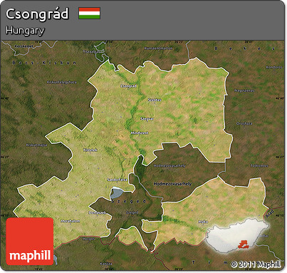 Satellite Map of Csongrád, darken