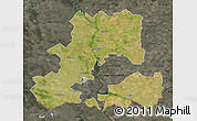 Satellite Map of Csongrád, darken, semi-desaturated