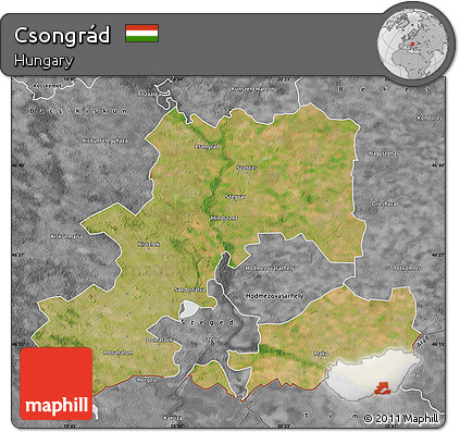 Satellite Map of Csongrád, desaturated