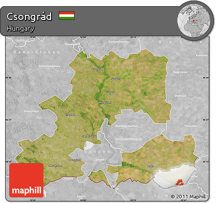 Satellite Map of Csongrád, lighten, desaturated