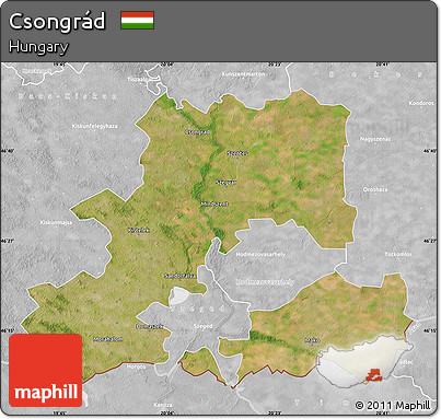 Satellite Map of Csongrád, lighten, desaturated