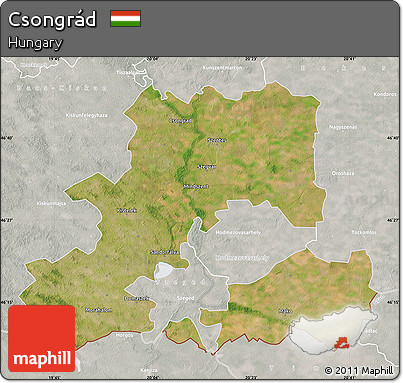 Satellite Map of Csongrád, lighten, semi-desaturated