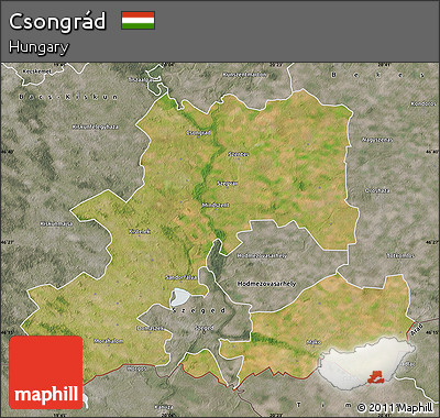 Satellite Map of Csongrád, semi-desaturated