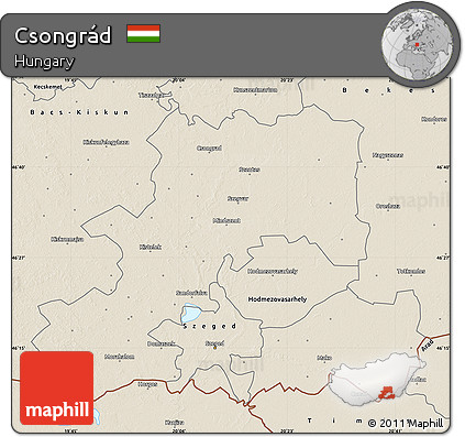 Shaded Relief Map of Csongrád