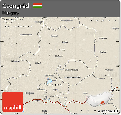 Shaded Relief Map of Csongrád