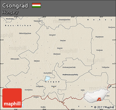 Shaded Relief Map of Csongrád