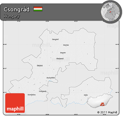 Silver Style Map of Csongrád, single color outside