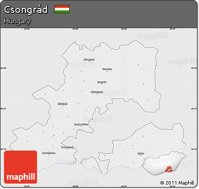 Silver Style Map of Csongrád, single color outside