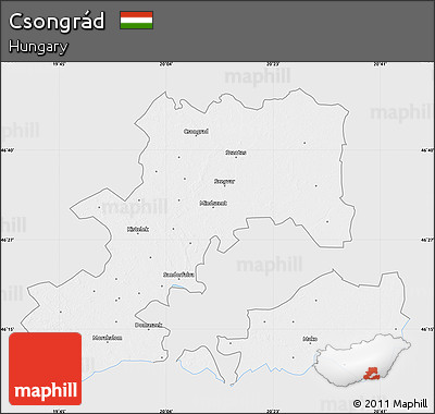 Silver Style Map of Csongrád, single color outside