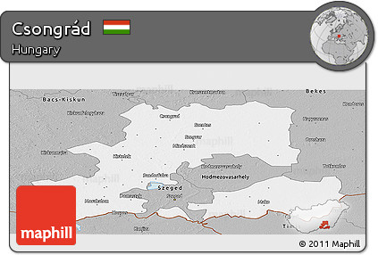 Gray Panoramic Map of Csongrád