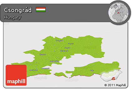Physical Panoramic Map of Csongrád, cropped outside