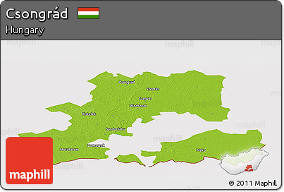 Physical Panoramic Map of Csongrád, cropped outside