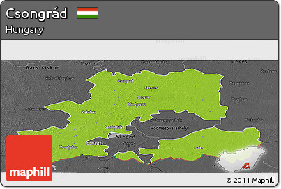 Physical Panoramic Map of Csongrád, darken, desaturated