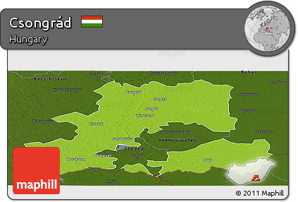Physical Panoramic Map of Csongrád, darken