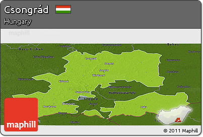 Physical Panoramic Map of Csongrád, darken