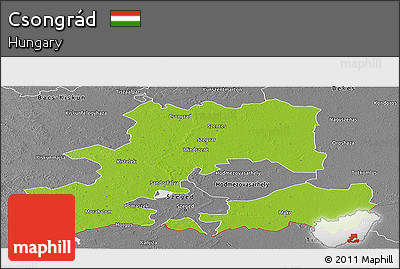 Physical Panoramic Map of Csongrád, desaturated