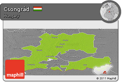 Physical Panoramic Map of Csongrád, desaturated