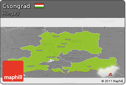 Physical Panoramic Map of Csongrád, desaturated