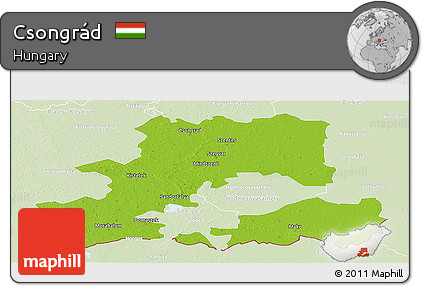 Physical Panoramic Map of Csongrád, lighten