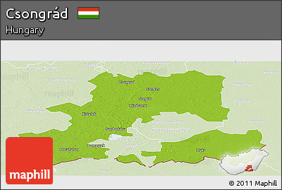 Physical Panoramic Map of Csongrád, lighten
