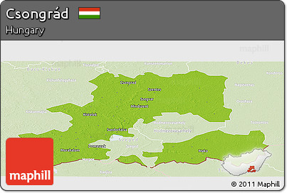 Physical Panoramic Map of Csongrád, lighten