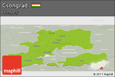 Physical Panoramic Map of Csongrád, lighten, semi-desaturated