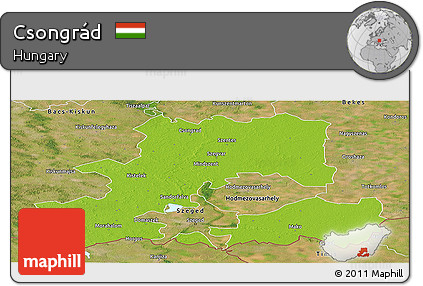 Physical Panoramic Map of Csongrád, satellite outside