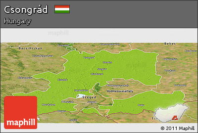 Physical Panoramic Map of Csongrád, satellite outside