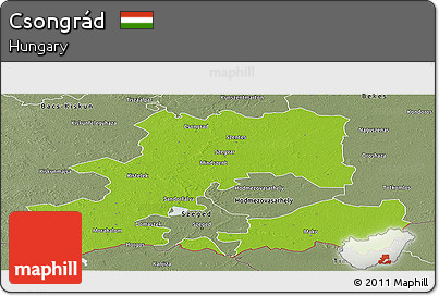 Physical Panoramic Map of Csongrád, semi-desaturated