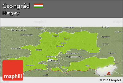 Physical Panoramic Map of Csongrád, semi-desaturated