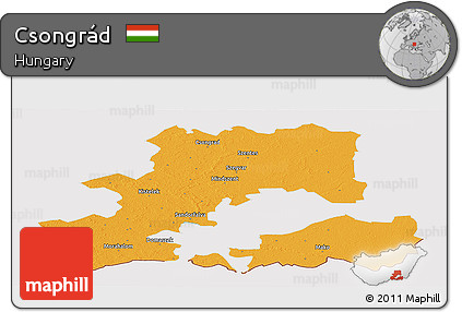 Political Panoramic Map of Csongrád, cropped outside