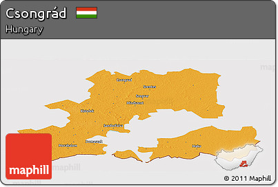Political Panoramic Map of Csongrád, cropped outside