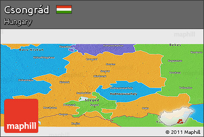 Political Panoramic Map of Csongrád