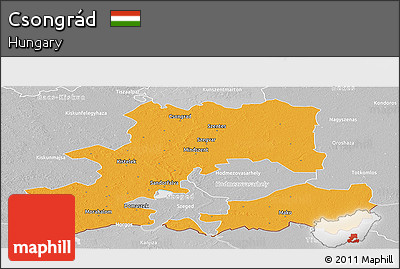Political Panoramic Map of Csongrád, lighten, desaturated