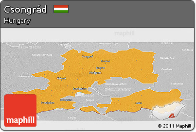Political Panoramic Map of Csongrád, lighten, desaturated