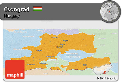 Political Panoramic Map of Csongrád, lighten
