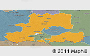 Political Panoramic Map of Csongrád, semi-desaturated