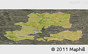 Satellite Panoramic Map of Csongrád, darken, semi-desaturated