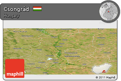 Satellite Panoramic Map of Csongrád