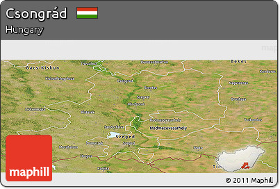 Satellite Panoramic Map of Csongrád