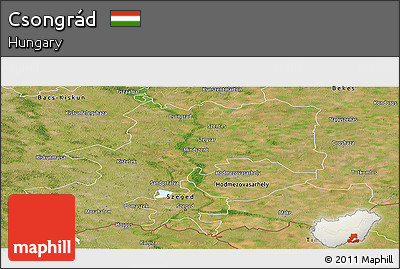 Satellite Panoramic Map of Csongrád