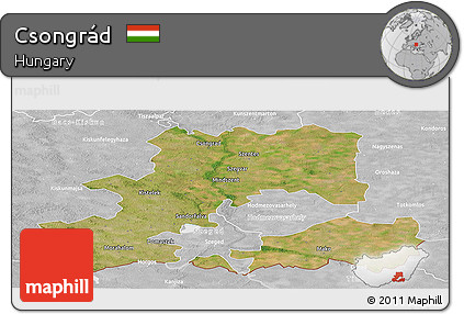 Satellite Panoramic Map of Csongrád, lighten, desaturated