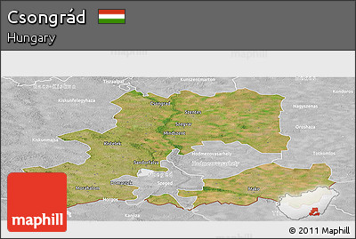 Satellite Panoramic Map of Csongrád, lighten, desaturated