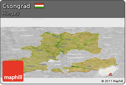 Satellite Panoramic Map of Csongrád, lighten, desaturated
